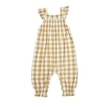 Load image into Gallery viewer, Angel Dear: Gingham Honey Smocked Coverall
