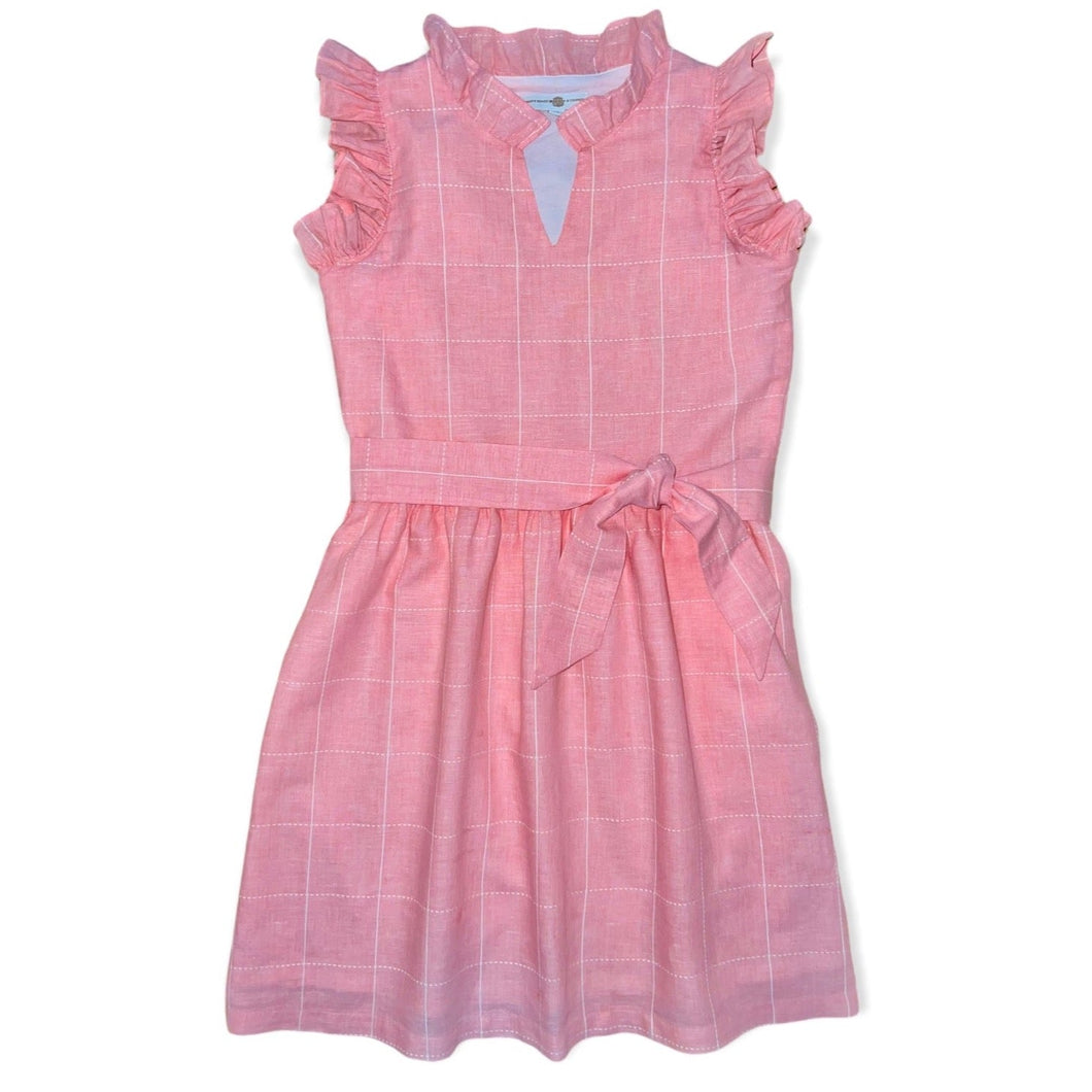 BB&Co: Kaki Ruffle Dress - Shrimp Linen