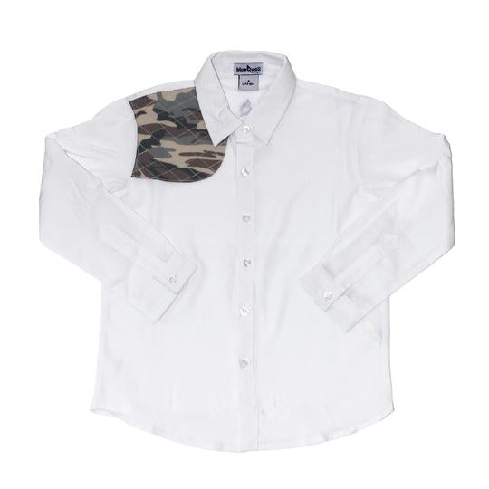 BlueQuail: Shirt - White & WestTX Camo Patch Long Sleeve (Ranch Collection)