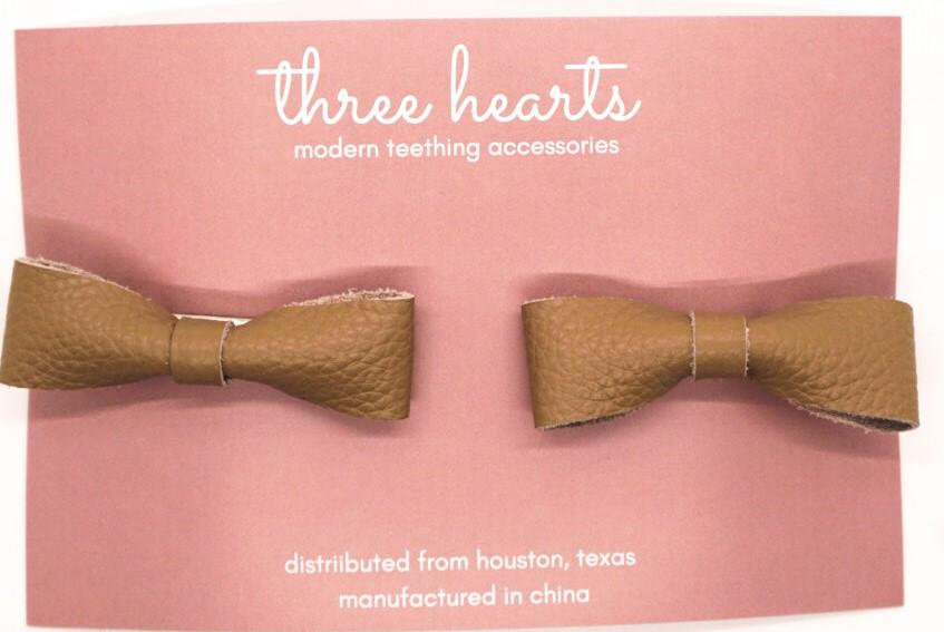 Three Hearts: Hair Bow - Hannah Leather: Clip