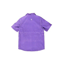 Load image into Gallery viewer, BlueQuail: Guayabera Shirt: Purple &amp; White Gameday Short Sleeve

