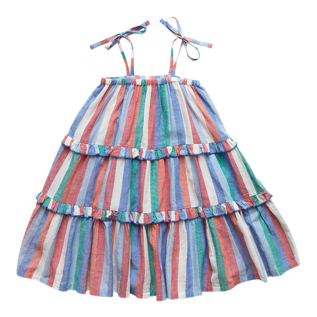 Pink Chicken: Girls Garden dress- Multi-striped