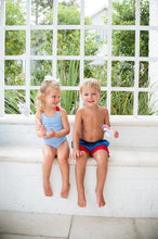 Load image into Gallery viewer, Prodoh: Blue Stripe Cross-back Swim
