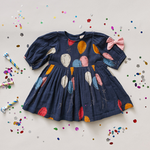 Load image into Gallery viewer, Pink Chicken: Brooke Dress Blues Balloons
