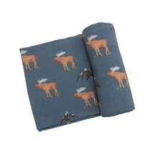 Load image into Gallery viewer, Angel Dear: Blue Moose Swaddle
