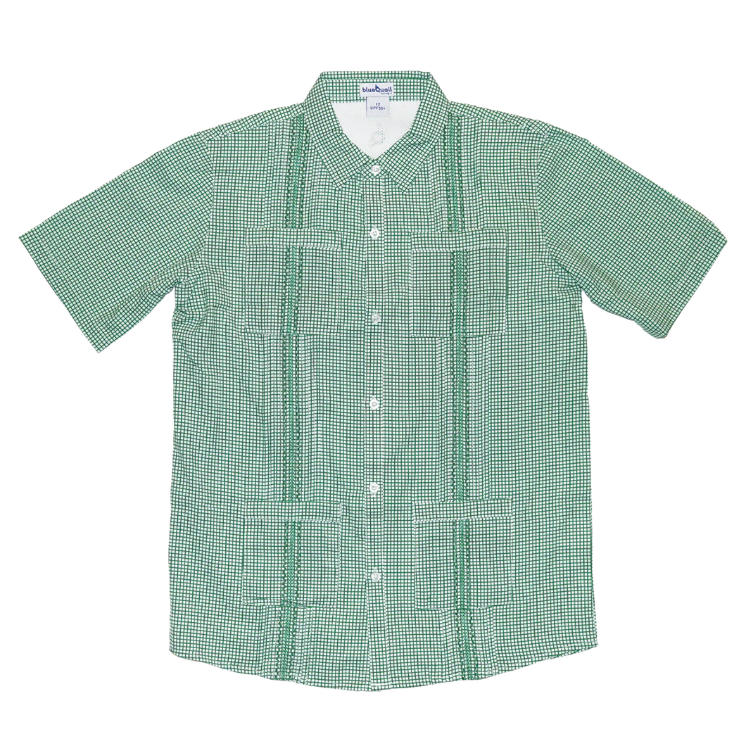 BlueQuail: Guayabera Shirt: Green