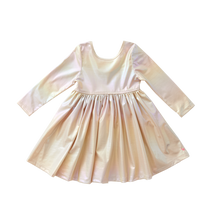 Load image into Gallery viewer, Pink Chicken: Liza Lame Pearlized Metallic Dress
