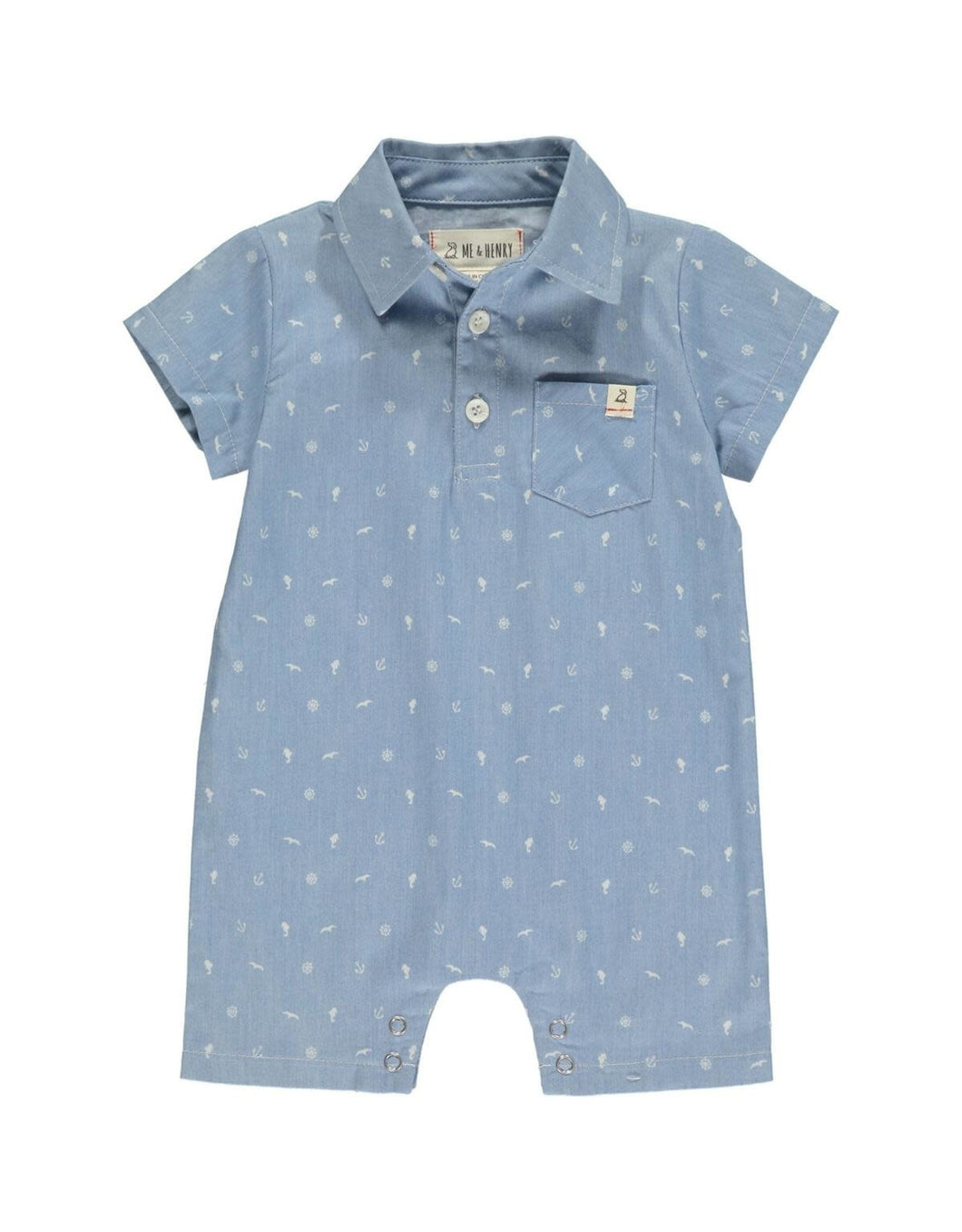 Me & Henry: Sandy Polo Romper Sea Print